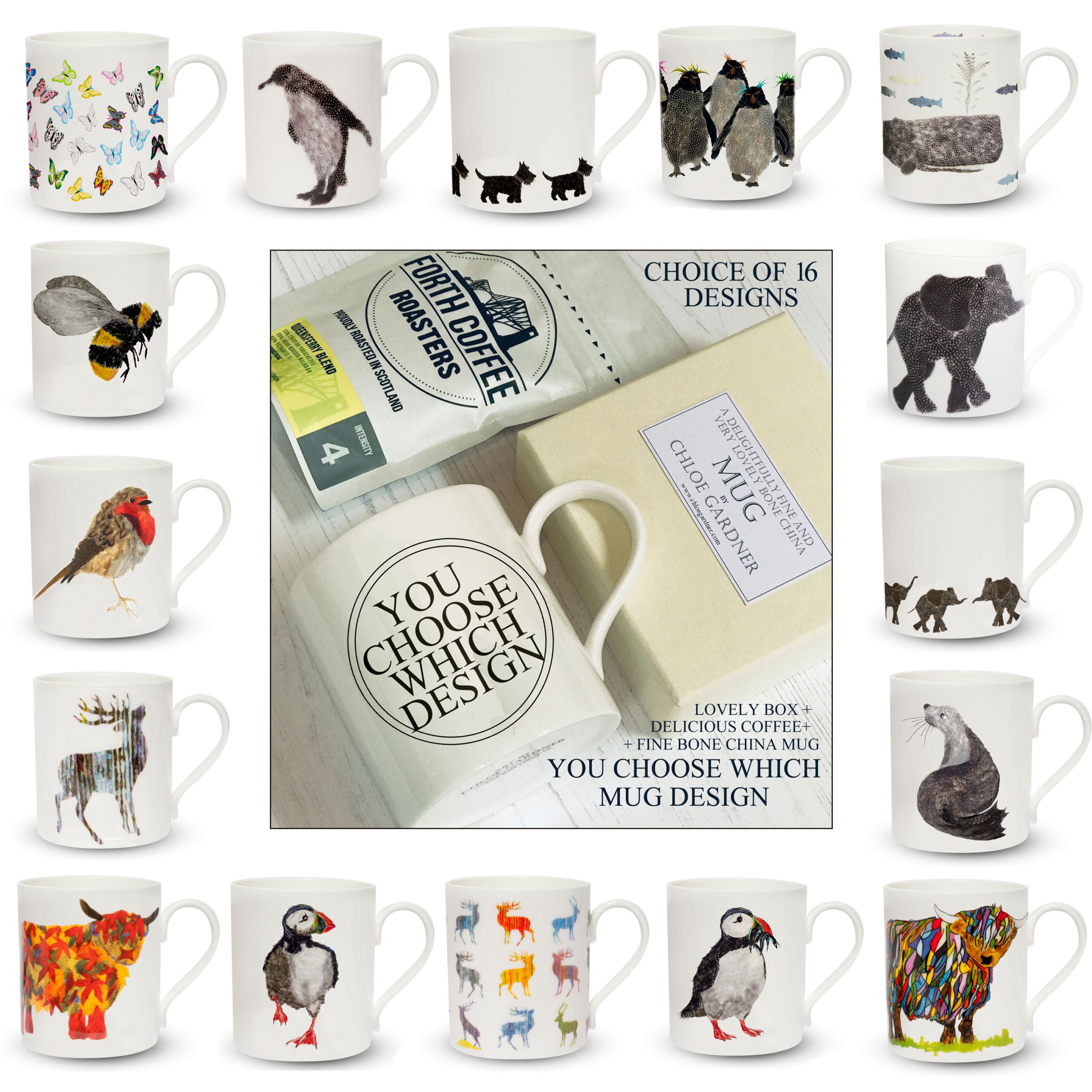 Coffee Gift Set - Single Medium sized 'Popular' Mug OF YOUR CHOICE with coffee in a lovely lined gift box