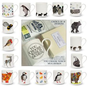 Coffee Gift Set - Single Medium sized 'Popular' Mug OF YOUR CHOICE with coffee in a lovely lined gift box