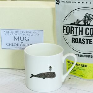 Coffee Gift Set -Whale Espresso Mug, with coffee in a lovely lined gift box