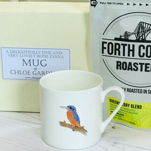 Coffee Gift Set -Kingfisher Espresso Mug, with coffee in a lovely lined gift box