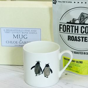 Coffee Gift Set -Rockhopper Pair Espresso Mug, with coffee in a lovely lined gift box