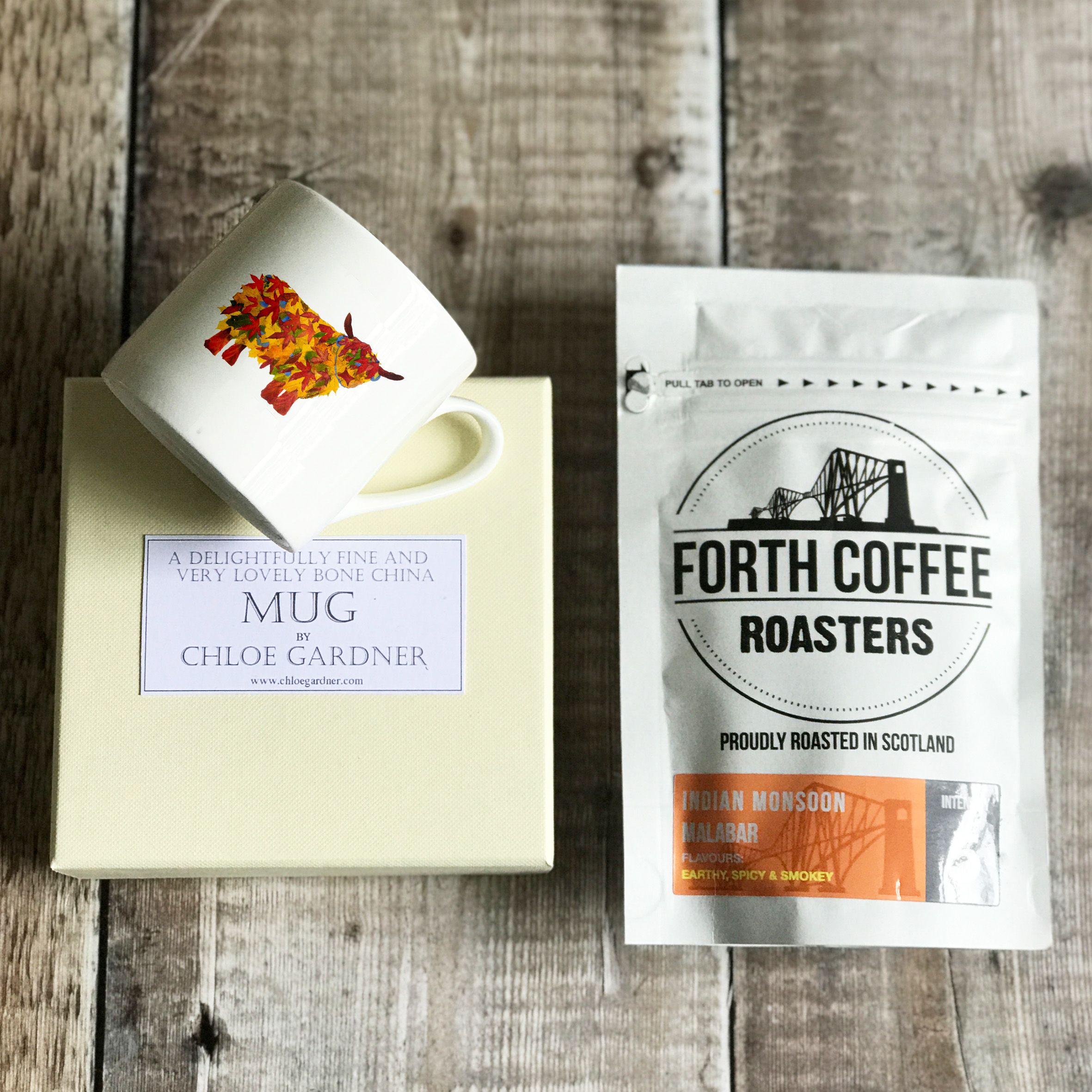 1Mb coffee gift set 1 espresso leaf highland cow