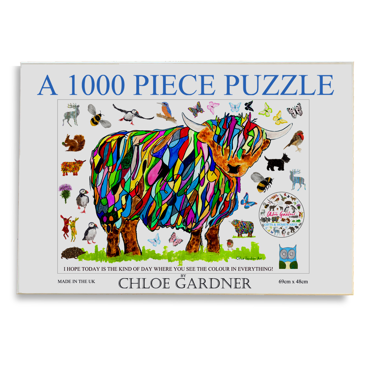 PRE ORDER FOR END OF JULY - Jigsaw - 1000 Piece colourful highland cow puzzle