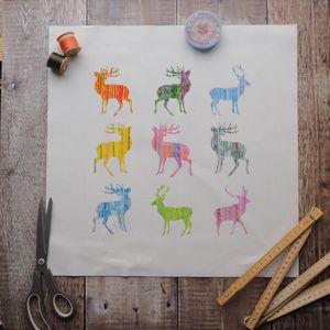 COTTON CUSHION /BAG PANEL- sew your own - 9 STAGS (SP23)