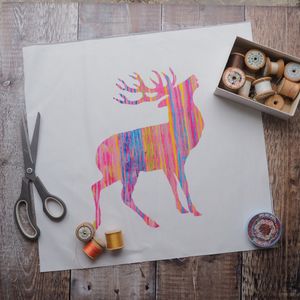 LINEN CUSHION /BAG PANEL- sew your own - PINK STAG (SP23)