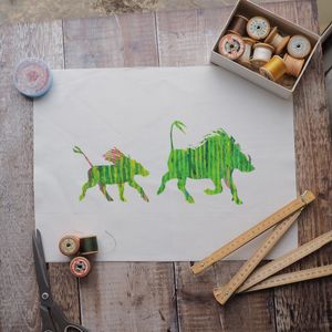 LINEN CUSHION /BAG PANEL- sew your own - WARTHOGS (SP23)
