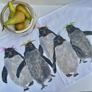 TEA TOWEL IN A GIFT BAG  - Rockhopper Penguins Five