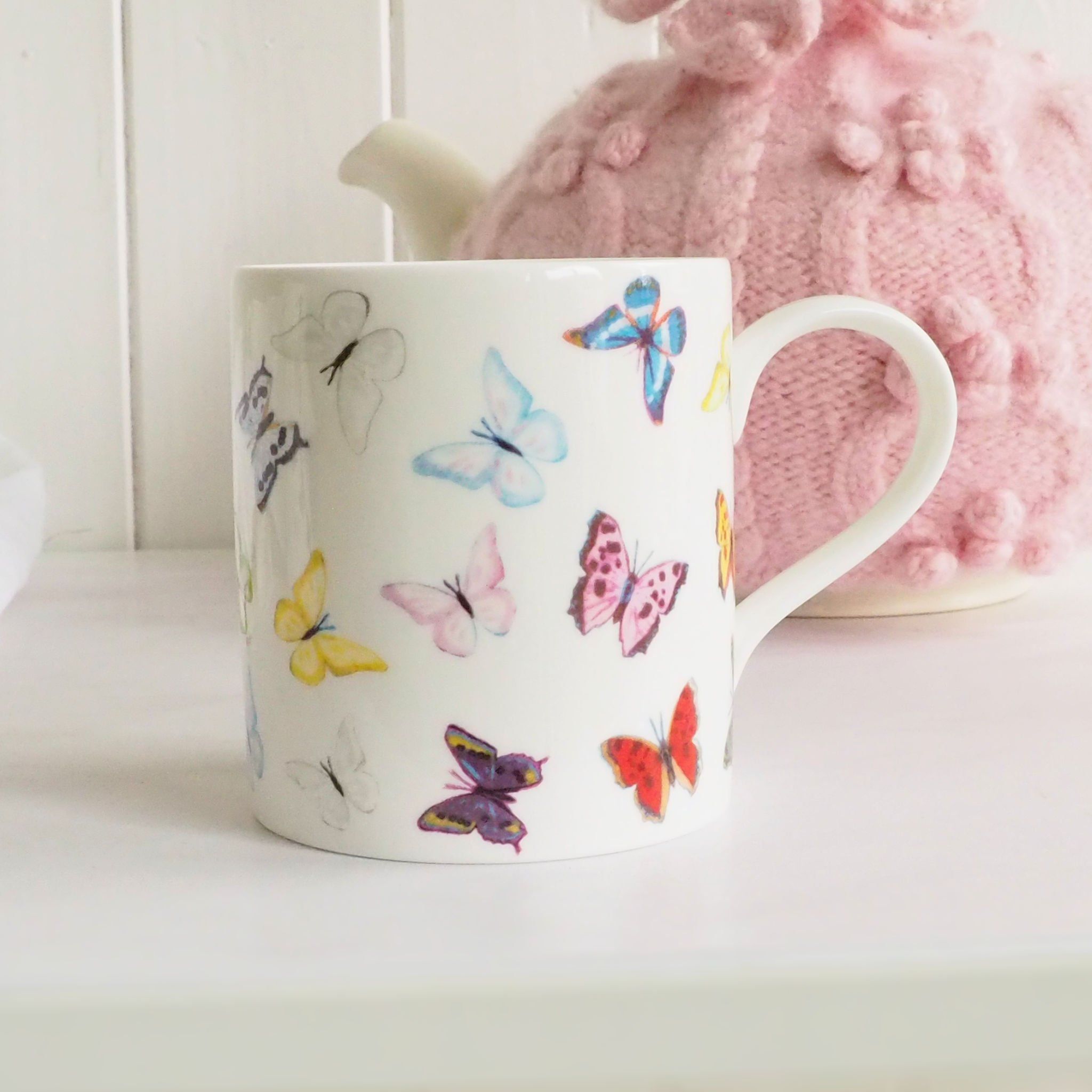 Butterflies Fine China Mug Butterflies Fine China Mug with Pink Teapot