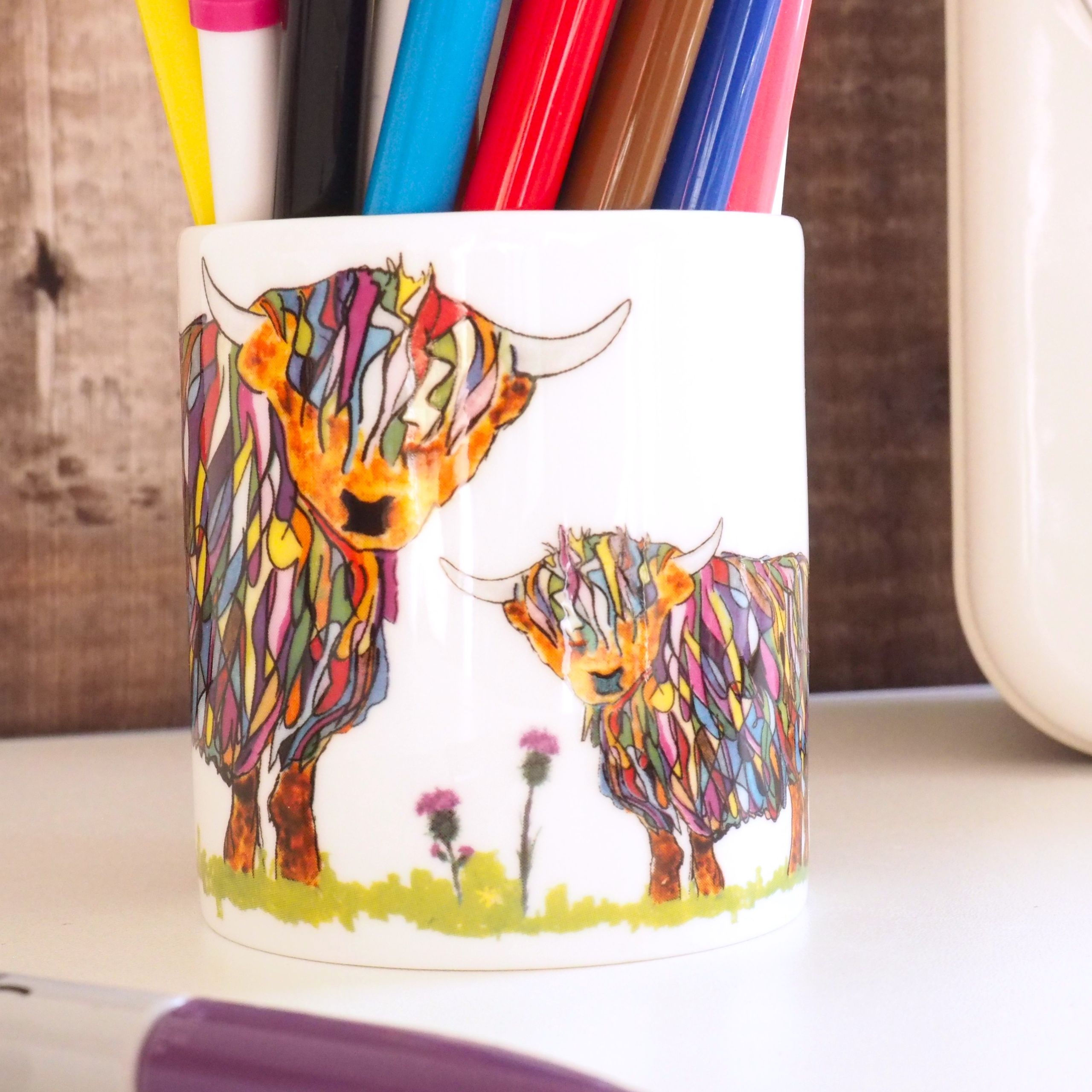 Bright Cow and Baby Ceramic Pot Bright Cow and Baby Ceramic Pot
