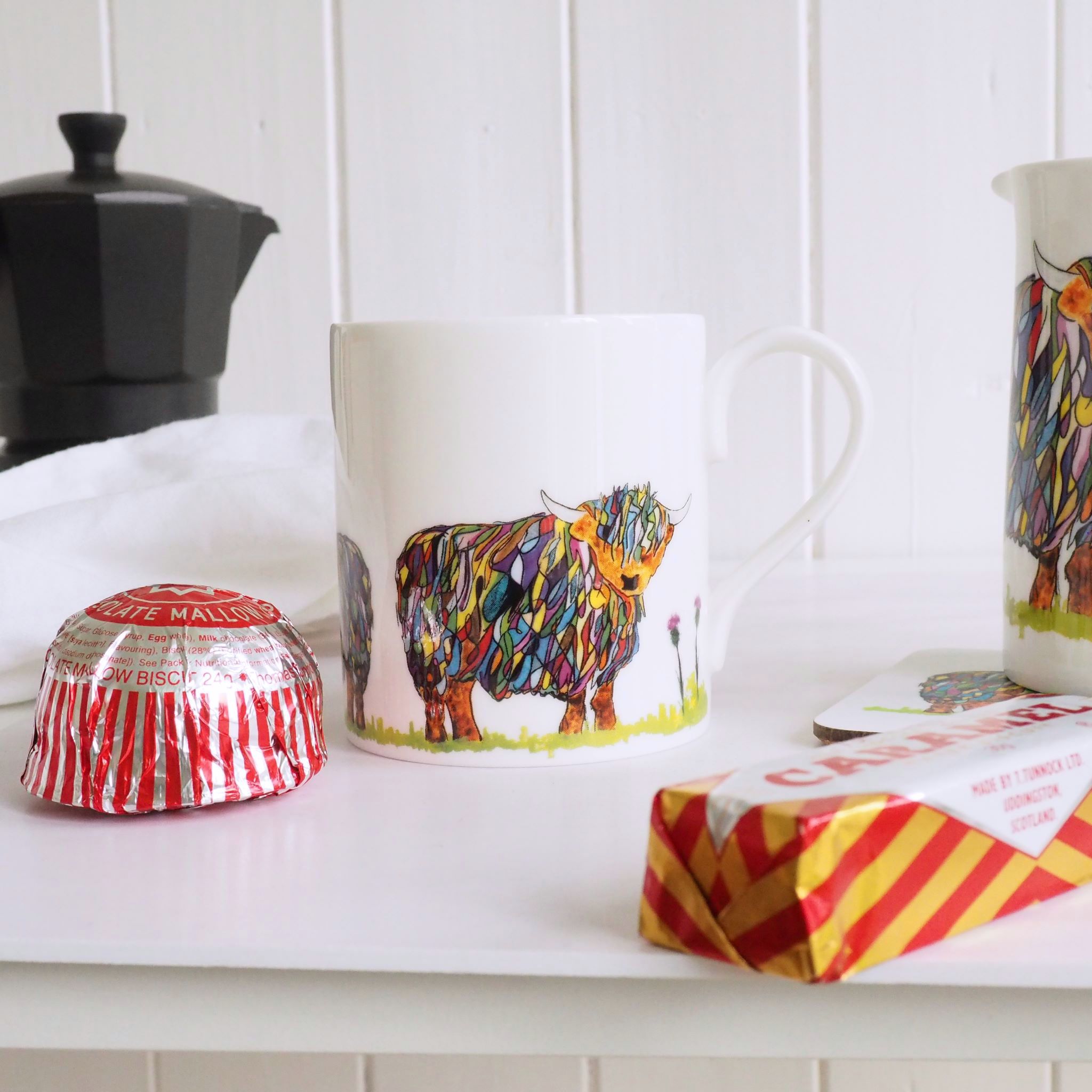 Bright Cow and Baby Mug by Chloe Gardner Rainbow Cow Mug