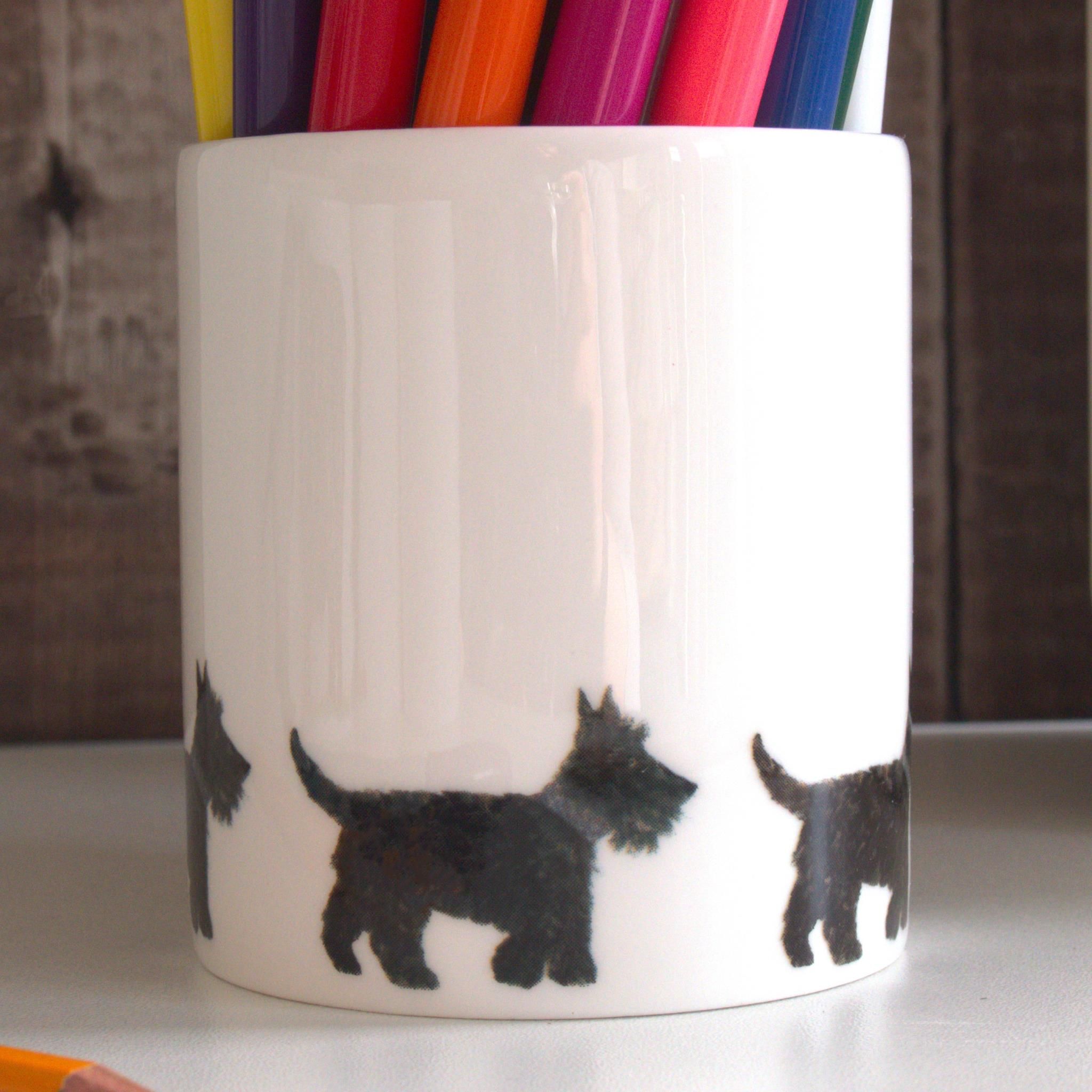 Scottie Dog Row Pot with Pens by Chloe Gardner Scottie Dogs Ceramic Pot
