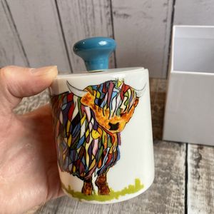 Ceramic Pot - Bright Highland Cow Ceramic Pot Jar with Optional Lid