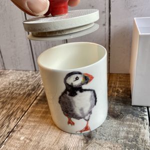 Ceramic Pot - Puffin Running Ceramic Pot Jar with Optional Lid