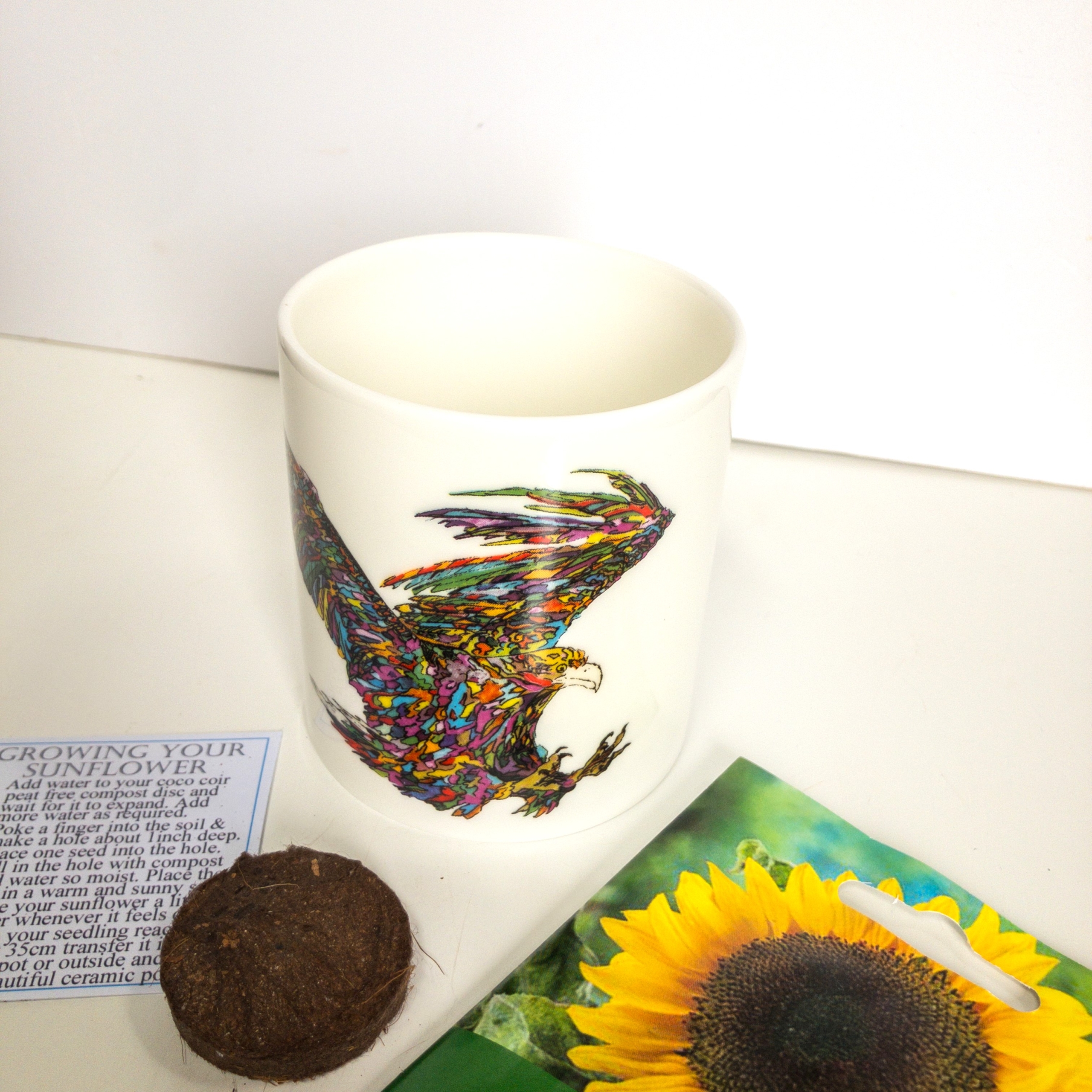 Fine Bone China Pot with Sunflower Seeds Eagle Design