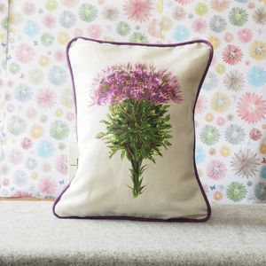 RECTANGLE CUSHION - Thistle on Grey (Avail R7F0 04/25)