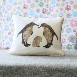 Penguin with Baby Penguin Group Cushion