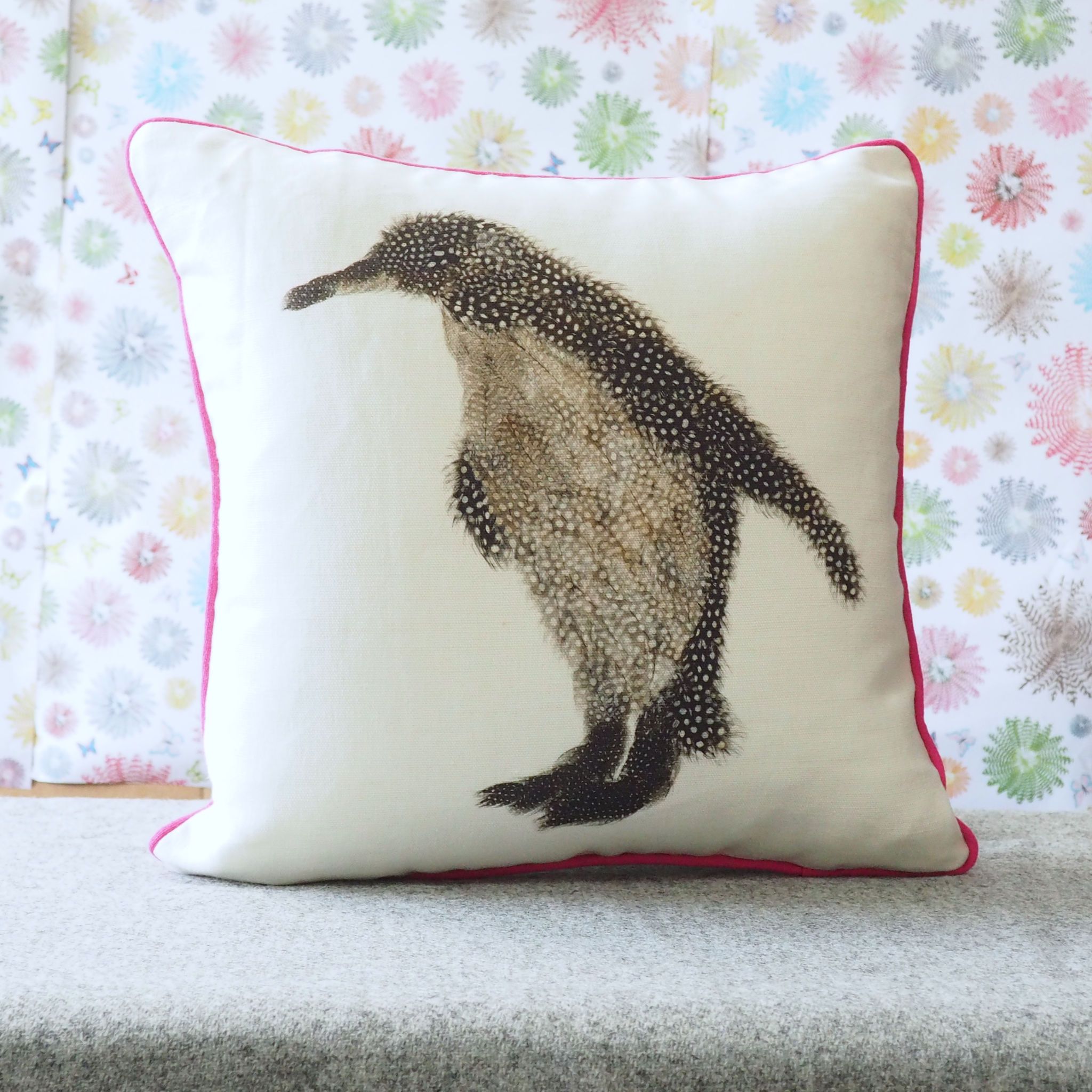 SQUARE CUSHION - Penguin Facing Left (CHARCOAL TRIM (R4F23 04/25)