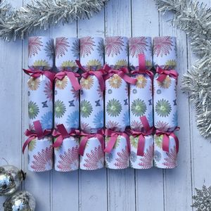 Feather Rounds Christmas Crackers - Pink Ribbons