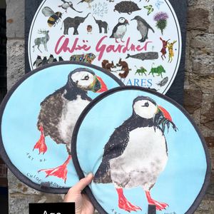Pair of aga pads or aga covers in the puffin designs