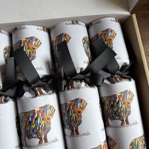 Bright Highland Cow Christmas Crackers