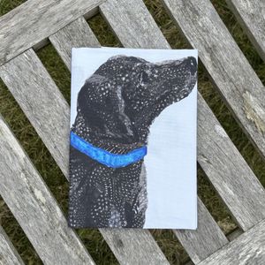 TEA TOWEL IN A GIFT BAG - Black Labrador Dog