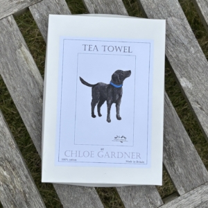 A GIFT BOXED TEA TOWEL -  Feather Labrador Dog