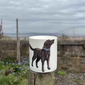 CANDLE - Feather Labradoodle Dog hand poured ceramic pot candle in a gift box